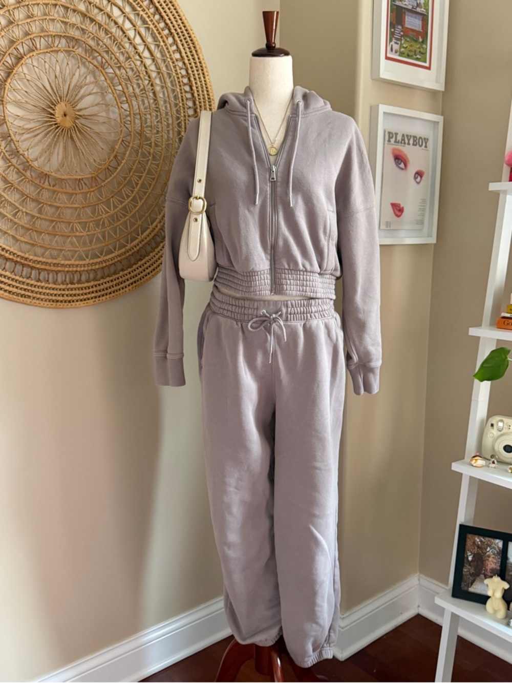 Abercrombie & Fitch lavender zip up hoodie and pants set